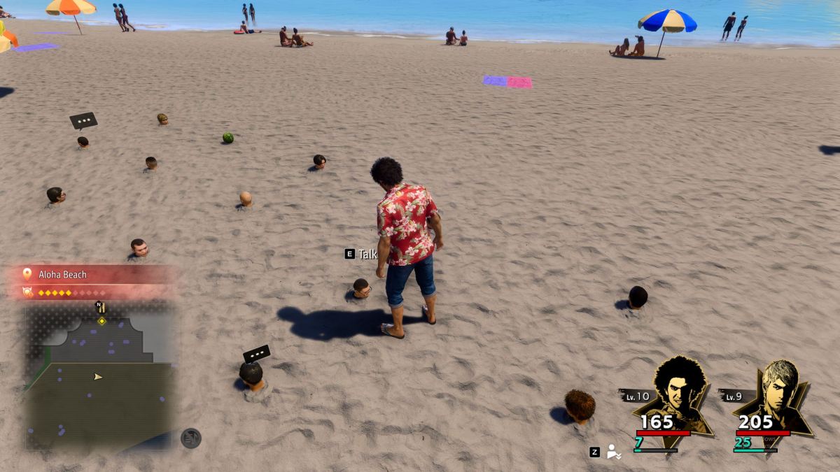 An image showing Ichiban on a beach in Like a Dragon Infinite Wealth as part of a guide on how to find Tanabe in the game.