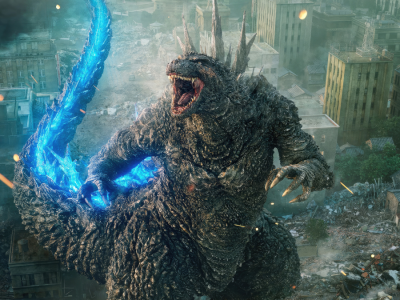 Godzilla Minus One standing in city
