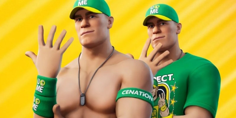 John Cena in Fortnite. This image is part of an article about how Fortnite's Metal Gear Solid and John Cena Crossover is amazing.