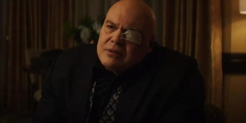 Kingpin wearing his eyepatch in Echo. This image is part of an article about how Echo's mid-credits scene sets up a major Daredevil storyline.