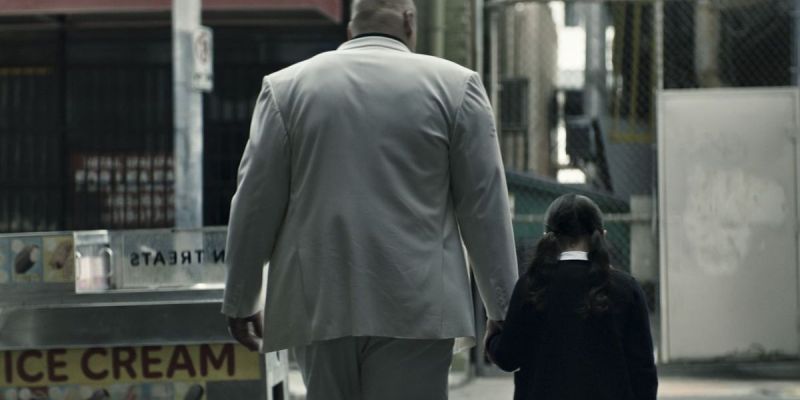 Echo walking with Kingpin in Echo. This image is part of an article about an echo's newest trailer really seeming to tease that the Netflix shows are canon.