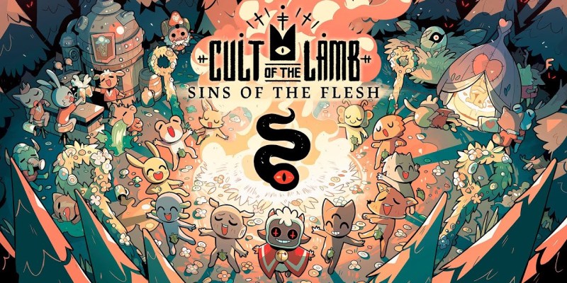 A header for the Sins of the Flesh update in Cult of the Lamb.