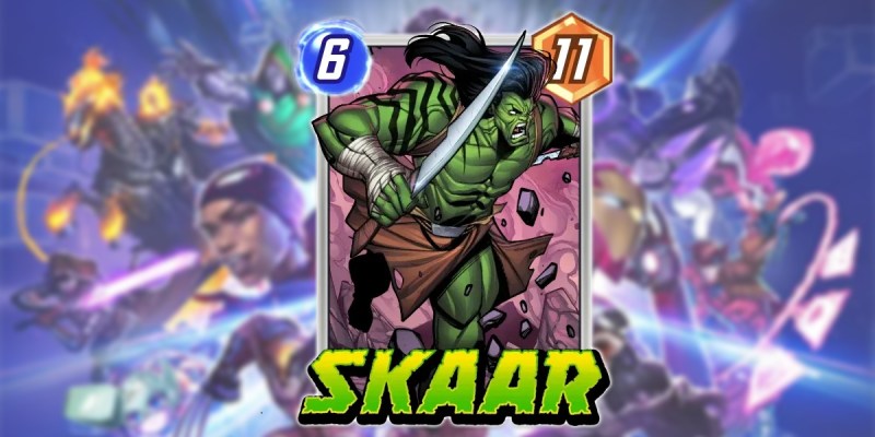 A header for the Skaar card in Marvel Snap.