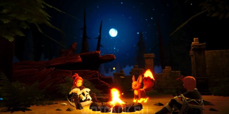 A group of players sitting around a campfire in Palworld. This image is part of an article about how and where to catch Digtoise and another about how to get and make Cake in Palworld.