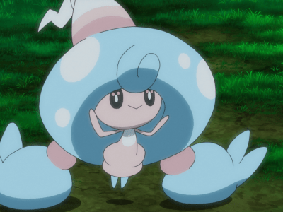 cute little hattrem from the pokemon anime holding its hands up