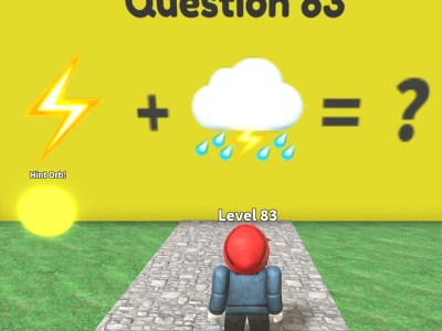 A Roblox character playing Guess the Emoji